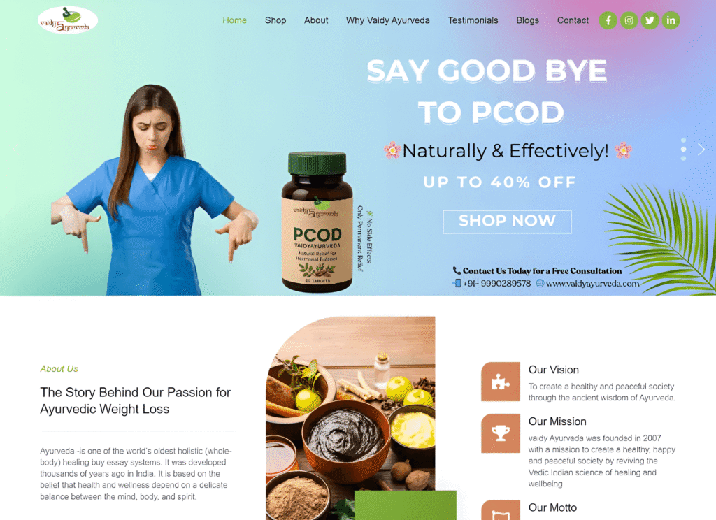 Vaidy Ayurveda Website